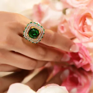 Emerald American Diamond Zirconia Studded Ring